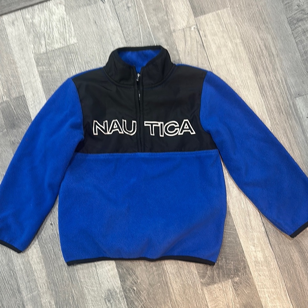 Nautica Kids Blue and Black Fleece Pullover